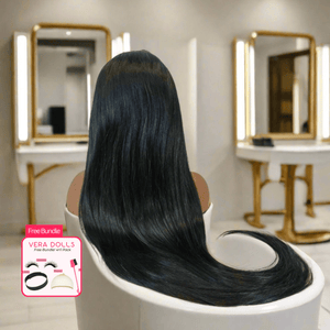 Vera Dolls 180% Density | 13x4 Straight Frontal HD Lace Wig                                            Glueless Free Part Long Wig 100% Human Hair