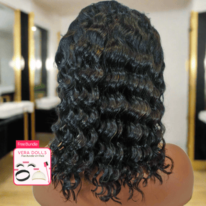 Vera Dolls 180% Density | 13x4 Bob Deep Wave Frontal HD Lace Wig Glueless Free Part Long Wig 100% Human Hair