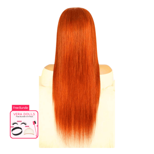 13x4 Burnt Orange Straight Wig | Human Hair Lace Front | Star Dust Collection