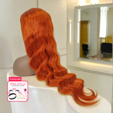 15A Grade 350 Ginger Body Wave HD Super Natural Hairline Lace Wig | 100% Human Hair 180% Density