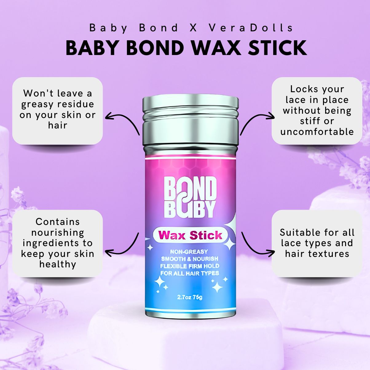 Bond Baby Wax Stick For All types of Hair, Long-lasting 75g