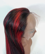 15A Black/Red Straight 13x4 HD Super Natural Hairline Lace Wig | 100% Human Hair 180% Density