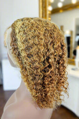 15A Grade Natural Highlight Bohemian Curly Bob 13x4 Ear to Ear Glueless HD Lace Wig | 100% Human Hair 180% Density