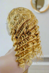 15A Golden Blonde 27 Deep Wave 13x4 HD Super Natural Hairline Lace Wig | 100% Human Hair 180% Density