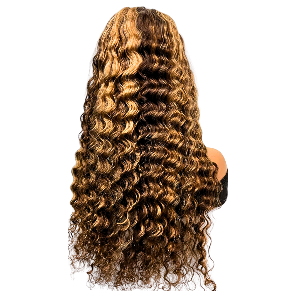 VeraDolls 180% Density Glueless 13x4 Water Wave Wig Highlight HD Lace Frontal Human Hair