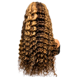 VeraDolls 180% Density Glueless 13x4 Water Wave Wig Highlight HD Lace Frontal Human Hair