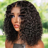 15A Grade 13x4 Glueless Water Wave Bob Frontal HD Lace Wig Free Part Wig | 100% Human Hair 180% Density