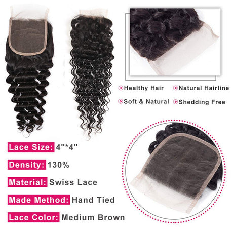 Vera Dolls 180% Density | 4x4 Deep Wave Closure HD Lace                                            Undetectable | Long Closure  100% Human Hair - Premium 4x4 Closure from VeraDolls - Just $39.99! Shop now at VeraDolls