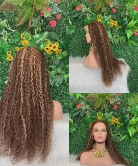 15A Grade Natural Highlight Bohemian Curly 13x4 Ear to Ear Glueless HD Lace Wig | 100% Human Hair 180% Density