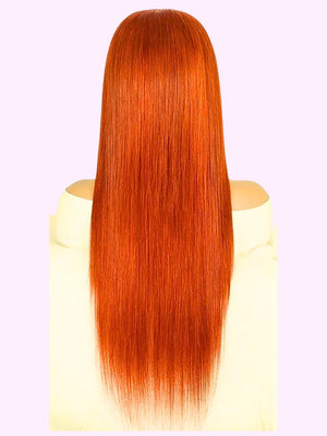 13x4 Burnt Orange Straight Wig | Human Hair Lace Front | Star Dust Collection