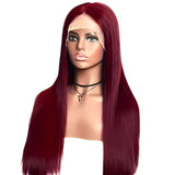 Vera Dolls 100% Human Hair 13x4 99j Burgundy Straight Glueless HD Lace Front Wig